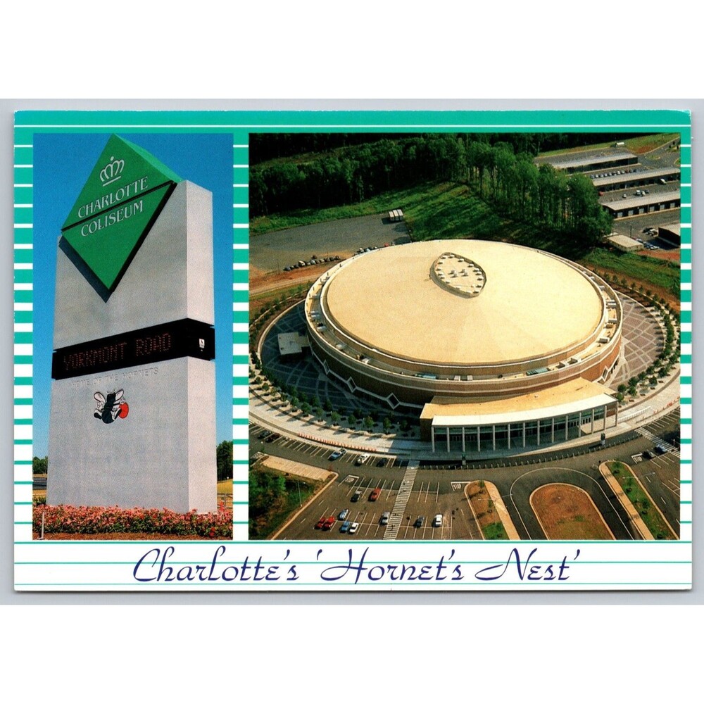 Charlotte Coliseum Postcard Charlott's Hornet's Nest Aerial View 1988 NBA 4x6